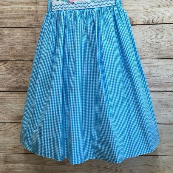 MARMELLATA SMOCKED GINGHAM DRESS WITH EMBROIDERED FISH‎ - Picture 3 of 10